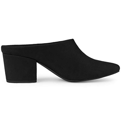Allegra K Women's Pointed Toe Slip On Block Heel Slide Black Mules - 9.5 M Us #TOP6