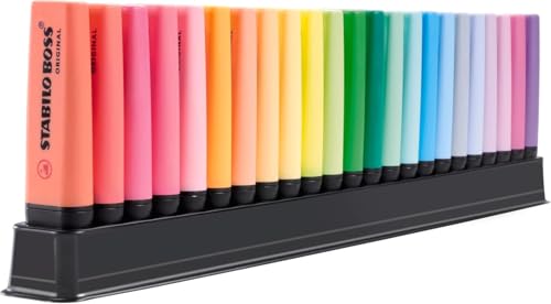 Marca Texto – STABILO BOSS ORIGINAL – Estojo com 23 unidades + Suporte de mesa – Em 23 cores