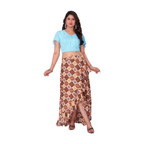 Image of JYESHTA Women's American Crepe Flared A Line Stitched Long Skirt with 12 Mtr Flare 40 in Height | Skirts for Women Long Length | Long Skirts for Girls