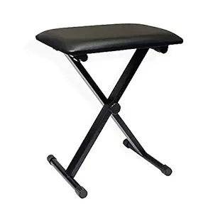 AKOZLIN Piano Chair, Foldable, X-Shaped, Keyboard Bench, 3 Levels of Height Adjustment, Piano Chair, Keyboard Chair, Anti-Slip, Black, Width 15.7 x Depth 11.8 x Height 16.5 x 16.5 inches (42/47/50) cm)