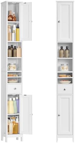 VASAGLE Tall Bathroom Cabinet with Adjustable Shelves, Drawer, Op...