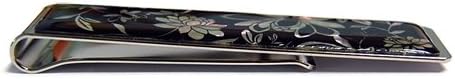 Antique Alive Mother of Pearl Slim Stainless Steel Metal Money Clip Holder Credit Business Card Wallet (Peony Black) - Image 2