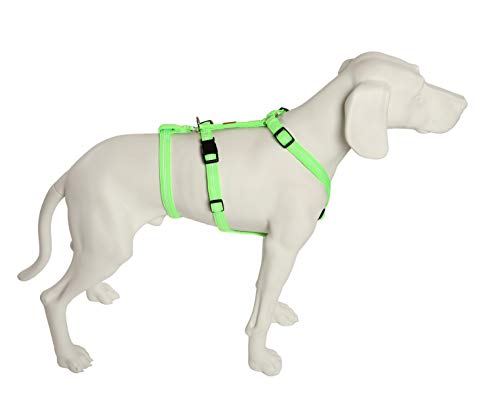Feltmann No Exit ausbruchsicheres Hundegeschirr für Angsthund, Sicherheitsgeschirr für Pflegehunde, Panikgeschirr, Super Soft, neongrün, Bauchumfang 60-80 cm, 25 mm Bandbreite