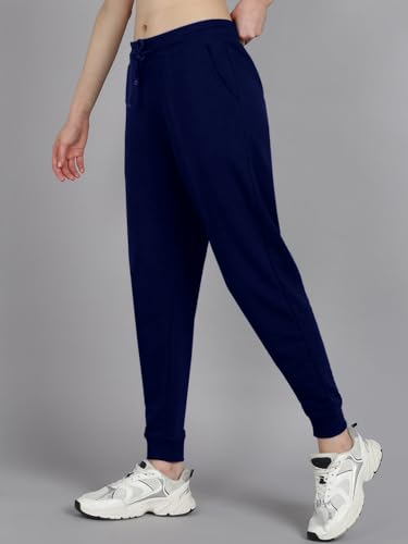 Image of Vogaan Women's Cotton Blend Regular Fit Track Pants | Drawstring Waist Solid Joggers | Super Combed Casual Joggers for Running & Gym