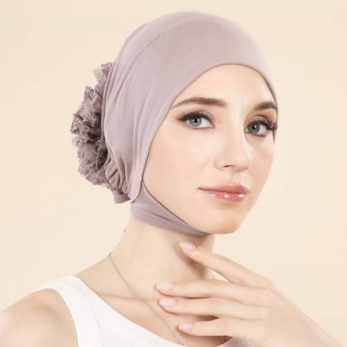 Unisex Bonnet Turban Head Wreck Stretch Flower Hijab Muslim Accessory Fashion Bonnet Head Scarf Wrap Cord Cords3