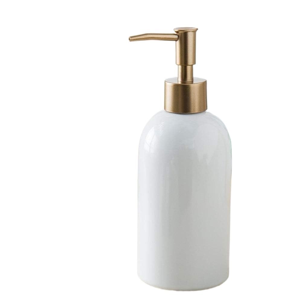 Soap Dispenser, Ceramiczny dozownik mydła w płynie, Vintage Lotion Gold Pump Butelka wielokrotnego napełniania do zlewu kuchennego Łazienka, Dekoracyjny dozownik mydła do rąk z porcelany seledynowej,(
