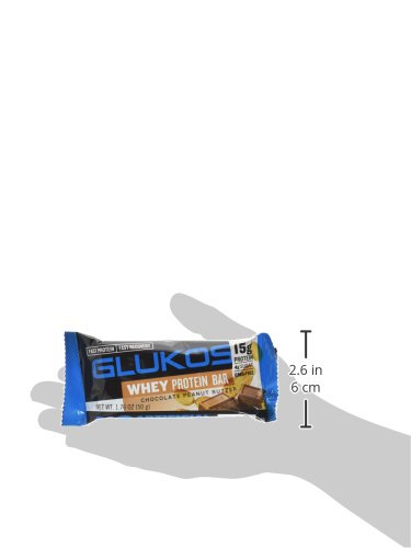 Glukos Energy Whey Protein Bar, Peanut Butter, 12 Count