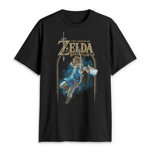 Nintendo Legend of Zelda Breath of the Wild Arch Mens Graphic T Shirt,Black,X-Large