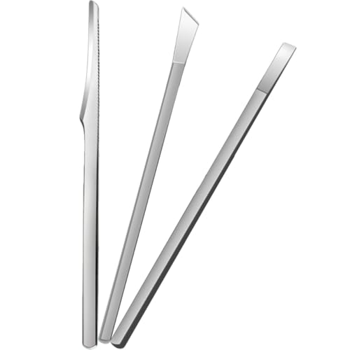 WEKADRIN Juego de 3 Cuchillas de Acero Inoxidable para Pedicura Kit para Uñas Encarnadas Removedor de Piel Muerta Set Portátil de 16 CM Cuchilla Plana Oblicua y Raspadora Adecuado