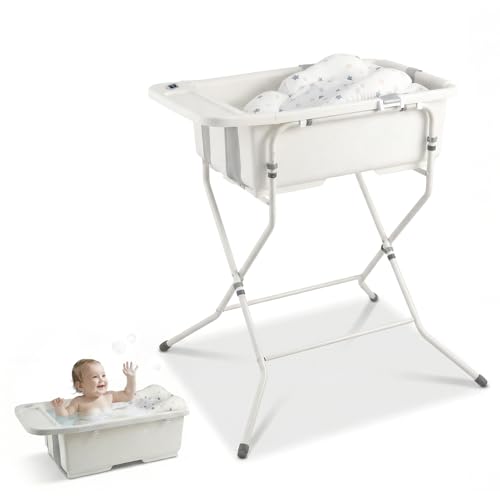 DZMDIP Baby Bathtub with Stand Collapsible Infant Bath Tub