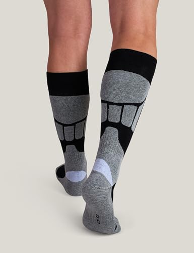 Basic Treasure Confezione da 2 calzini da sci per uomo e donna, caldi e lunghi, calze da sci, imbottitura extra forte, calze da sci per uomo e donna, nero/blu, 39-42 - 8