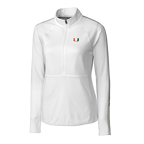 NCAA Miami Hurricanes Women's CB Drytec Long sleeve Pennant Sport 3/4 Zip Apparel, 3X-Large, White