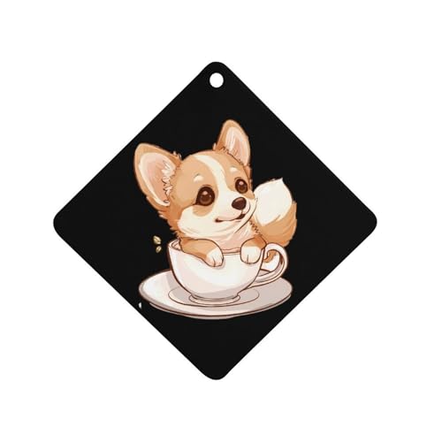 Corgi Corgffee Cute Car Air Freshener Hanging Aromatherapy Tablets for Car Accessories Rhombus