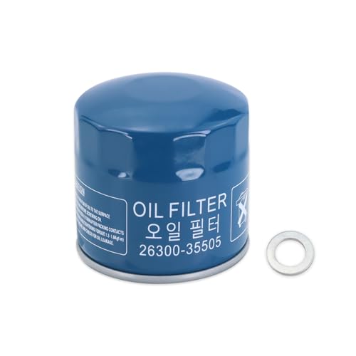Lqito Engine Oil Filters With Drain Plug Gasket Compatible With Hyundai & Kia Replace#26300-35505(1 PCS)
