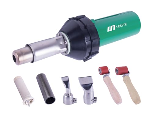 LESITE Professional 1600W Hot Air Gun PVC Heat Gun Welding Kits Hand Held Plastic Welder (2 wide nozzles+2 silica rollers)