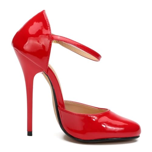 Image of MAIERNISI JESSI Unisex Men's Women's D'Orsay Pumps, Ankle Strap Stiletto Heels, Round Toe, 5.1 Inch Heel