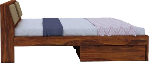 Image of FurnitureSheesham Mayor King Size Bed for Bedroom /Home /Hotel /LivingRoom 2 Drawer Storage Solid Wood King Drawer Bed | Finish Color - Brown 2D, DIY