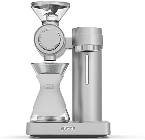 Gevi 4-in-1 Smart Pour-over Coffee Machine Fast Heating Brewer With Built-In Grinder, 51 Step Grind Setting, Automatic Barista Mode, Custom Recipes, Descaling Function, Aluminum, 1000W
