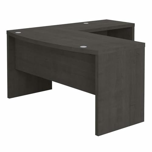 Image of Bush Business Furniture Echo L Shaped Bow Front Office Desk in Charcoal Maple, Modern Computer Table for Home or Professional Workspace