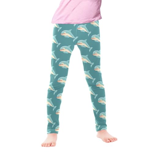 CaTaKu Girls Leggings Dolphin Blue Leggings for Girls Kids Athletic Workout Yoga Pants Size 4t2