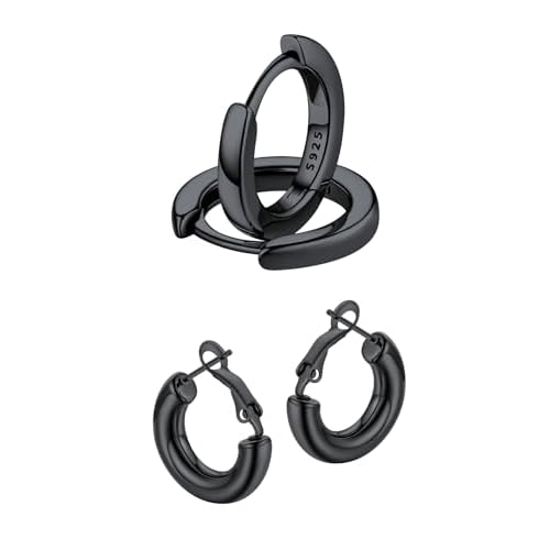 FaithHeart 10mm Sterling Silver Hoop Earrings and 20mm Stainless Steel Hoop Earrings