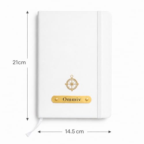 Image of Personalized A5 Leather Diary with Premium Pen | Custom Name Engraved Notebook Gift Set | 180 Pages Journal for Office, Students & Gifting | Elegant Business & Corporate Gift (White)