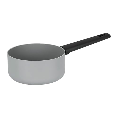 Sitram 716949 - Cazo de aluminio gris colección SILICE Ø 16 cm – Revestimiento antiadherente saludable de cerámica sin PFAS – Mango termorresistente – Todos los fuegos incluyendo inducción