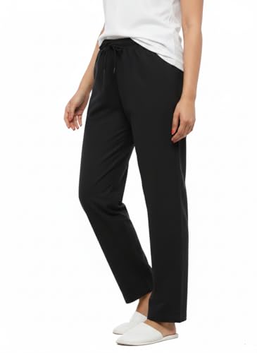 Image of Women's Cotton Linen Solid Lounge Bottom Plus Size Pant Pyjamas for Women Sleepwear Regular Fit Casual Trousers