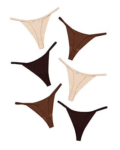 Image of DEANGELMON Seamless G-string Thongs for Women - No Show Thong Underwear Low Rise Stretch Panties Workout Pack