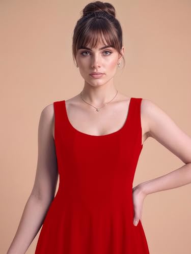 Image of Aahwan Solid Fit and Flared Round Neck Midi Dress for Women's & Girl's