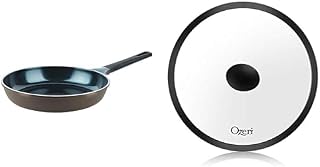 12" Green Ceramic Frying Pan and Lid Set, with Smooth Ceramic Non-Stick Coating (100% PTFE and PFOA Free)