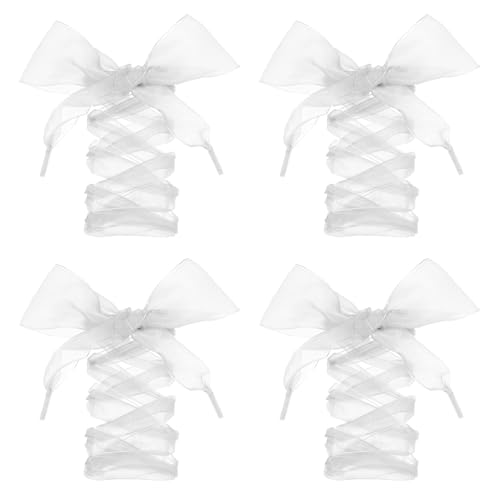 2 Pairs Fashion Shoelaces, 43in Ribbon Flat Snow Yarn Shoelace Soft Stain Organza Shoestrings for Women Sneakers