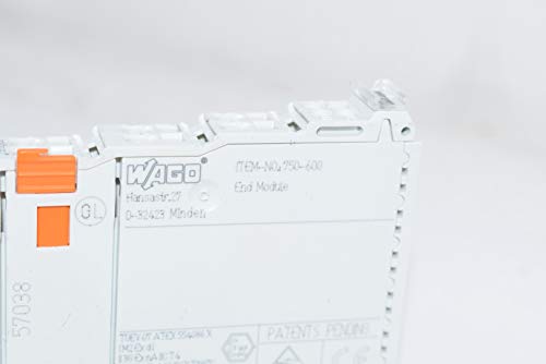 WAGO 750-600 100MM X 12MM X 64MM, -40 to +85 Degrees C, DIN Rail Mount, END Module, IP20, Light Gray