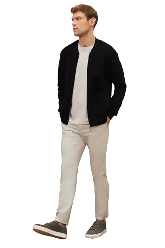 Image of LEOTUDE Men's Standard Length Casual Jacket For Classic Loopknit Bomber Jacket With Zipper Closure And Side Pockets (Color Black)