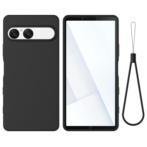 Coque arrière Sony Xperia 10 VII 2025 silicone noir sangle de doigt