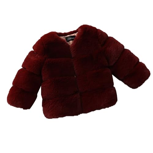 EnJoCho Children's Children's Clothing Splicing Thickened Small And Large Children's Coat Girls' Coat (Wine, 5-6 Years)
