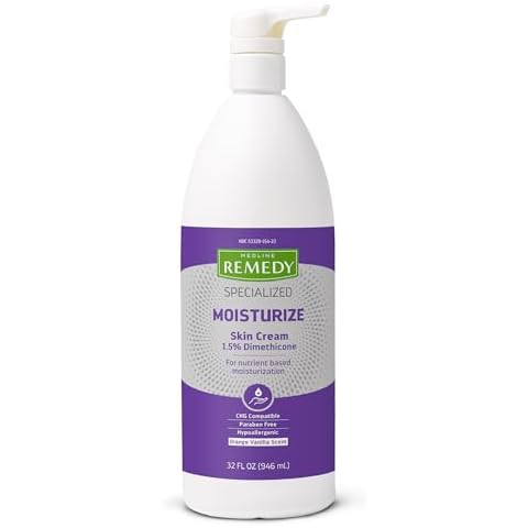 Medline Remedy Specialized Skin Cream (32 oz Bottle), Scented, 1.5% Dimethicone, Nourishing Moisturizer for Dry Skin, Sulfate-Free, Paraben-Free, Hypoallergenic Body Cream, Daily Lotion for Dry Skin Cover