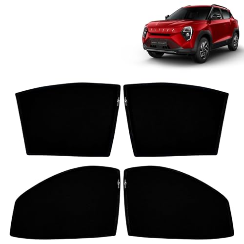 Image of KINGSWAY Car Sun Shade Curtains Only Compatible with Mahindra XUV 3XO EV (2026 Onwards) | Z-Black Fix-Type (Non-Magnetic) | UV & Heat Protection | Pack of 4 Pcs