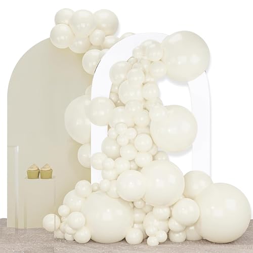 PartyWoo Beige Balloons 140pcs Different Sizes of 18 12 10 5 Inch Cream Ivory Balloon Arch Kit Garland for Wedding Bridal Graduation Baby Shower Easter Birthday Tea Boho Party Decorations White-Q08