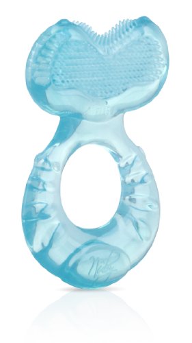 Nuby Silicone Teethe-EEZ Teether with Bristles, Includes Hygienic Case, Colors May Vary