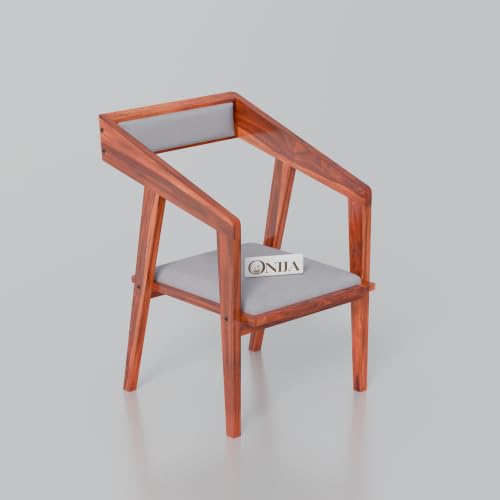Image of ONIJA Solid Sheesham Wood 4 Seater Dining Table Set with Cushioned Chairs for Dining Room | Living Room | Home & Office | Hotels Restaurant & Cafe (4 Seater, Honey Finish)