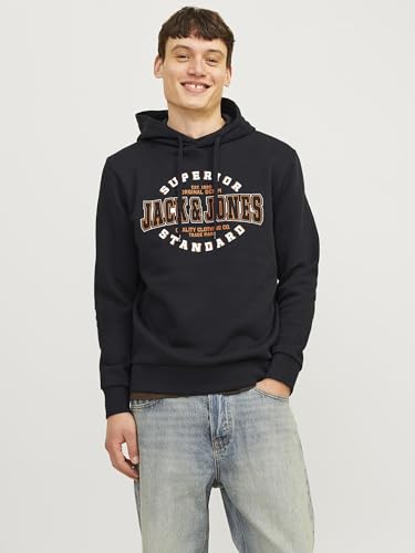 JACK & JONES Jjelogo Sweat à Capuche 2 Col 24/25 Noos, Noir, S pour Homme, Noir, S