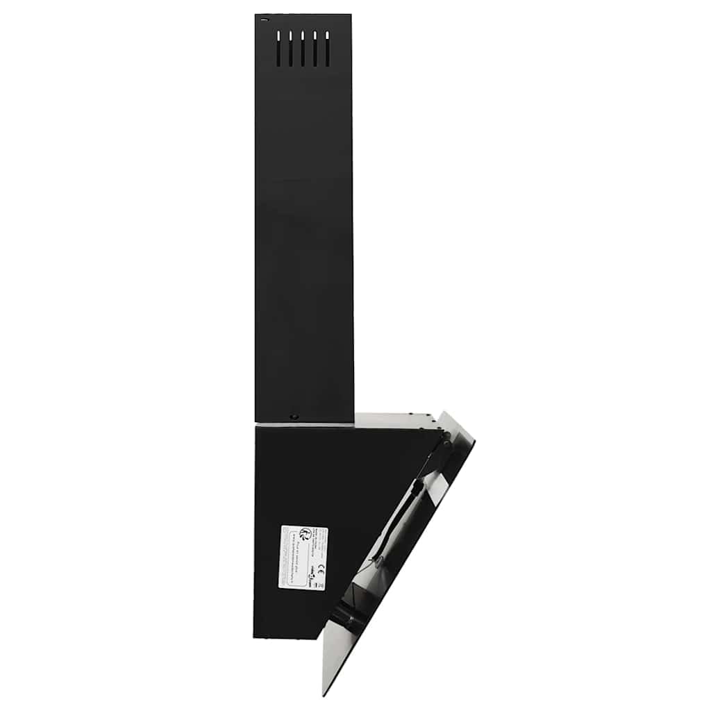 Okap kuchenny ścienny 60 cm ze stali i szkła hartowanego w kolorze czarnym, z filtrem z węglem aktywnym, strumień powietrza 297 m³ h, 2 diody LED, do kuchni, płyty kuchennej