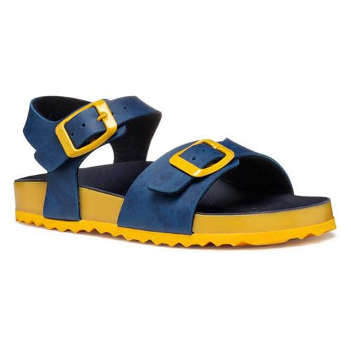 Geox J Ghita Boy C, Sandalia, Blue/Yellow, 24 EU