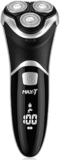 MAX-T Men's Electric Shaver - Corded and Cordless Rechargeable 3D Rotary Shaver Razor for Men with Pop-up Sideburn Trimmer Wet and Dry Painless 100-240V Black