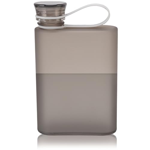 Borraccia Piatta da 380 Ml/13,3 Once, Bottiglia D'acqua Piatta Sottile Riutilizzabile Trasparente, Bottiglia D'acqua di Carta Portatile Quadrata Trasparente Viaggi borraccia da borsa Per Sport(grigio)