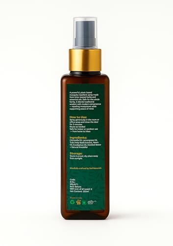 Image of Herbal Mosquito insect Repellent Spray for Home - 200 ml | Natural Indoor Mosquito Control Air Mist | Non Toxic Chemical Free Plant-Based Formula for Living & Bedroom Office Pack of 1
