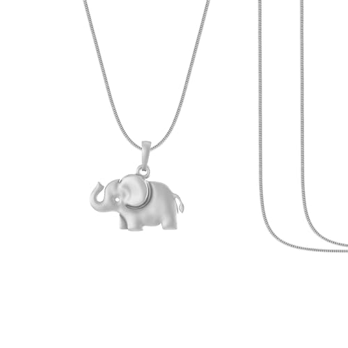 Colgante de elefante de plata de pureza 92,5% con cadena de serpiente Mtrolls AMZ 363 S