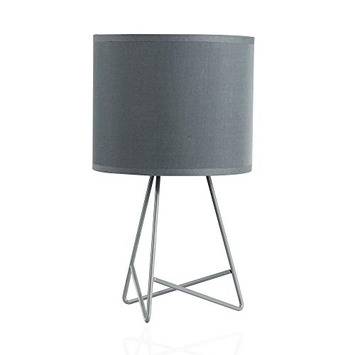 Pauleen 48000 Lámpara de sobremesa Shiny Star máx. 20W E14 Lámpara para mesita de noche gris metal/tela sin bombilla