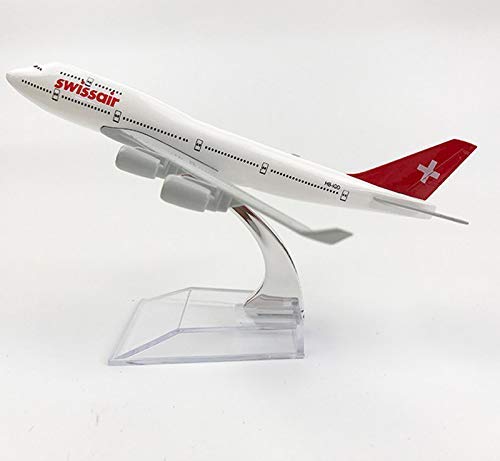Image of Toys Uncle Diecast Aeroplane Scale Model, 16 cm: (B747 Swiss Air), Multicolor